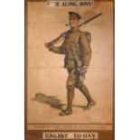 A COLLECTION OF THREE WORLD WAR I POSTERS Titled 'Come Along Boys', a British soldier issued by