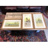 SET OF 3 WATERCOLOURED PRINTS OF DESERT RUINS SIGNED J RUSSELL