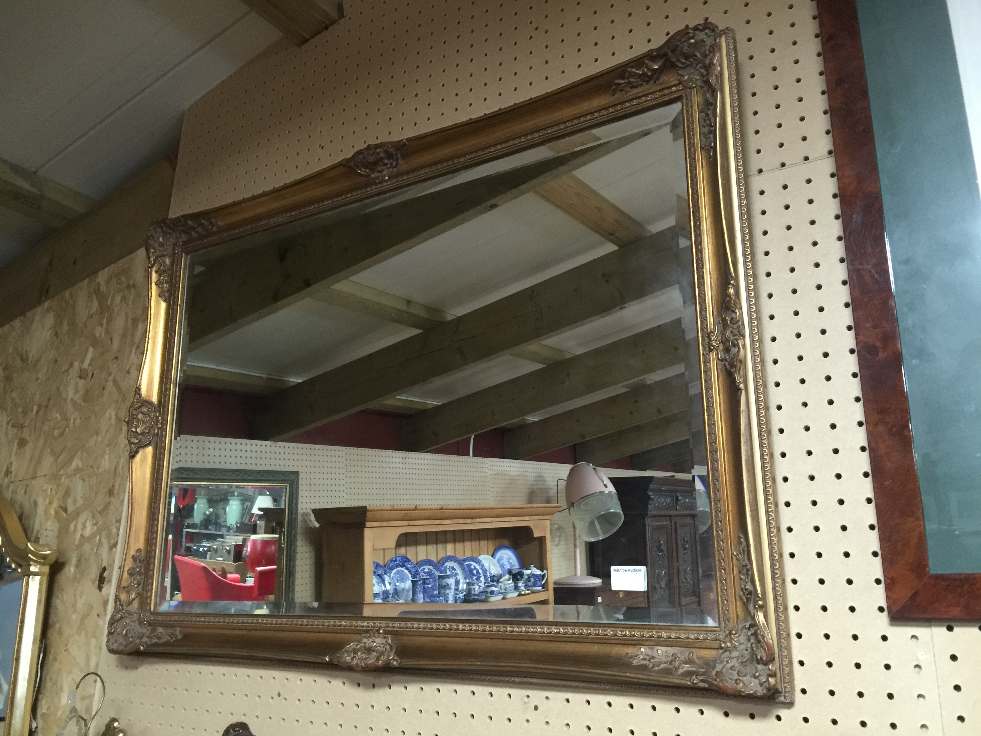 WOODEN GUILTED FRAME BEVELLED EDGE MIRROR H X 74 D X 5 W X 104