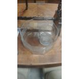 DECANTON ENGRAVED GLASS DISH / BOWL. ANOTHER THOMAS BEWICK AND ONE CRYSTAL GLASS