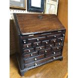 VICTORIAN MAHOGANY WITH BONE HANDLE APPRENTICE PIECE MINI BUREAU