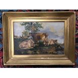 VICTORIAN OIL ON CANVAS - COWS