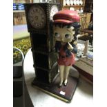 BETTY BOOP FLOOR STANDING RESIN FIGURE WITH BIG BEN CLOCK CD HOLDER