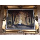 GUILTWOOD FRAME OIL ON CANVAS SIGNED H.BAIT H X 82 W X 103