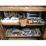 JOB LOT OF ASSORTED HORNBY LOCOMOTIVES, CARRAIGES, SIGNS AND TRACK
