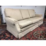 LARGE PINSTRIPE 3 SEATER SOFA GOOD CONDITION H X 95 D X 90 W X 220CM