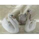 PAIR OF SWANS AND A SCROLL