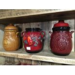 3 RUMPTOF EAST GERMAN POTTERY JARS