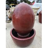 LARGE RED GLAZED TERRICOTTA FOUNTAIN