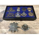 COLLECTION OF MILITARY BADGES, 10 PIECES IN CABERNET