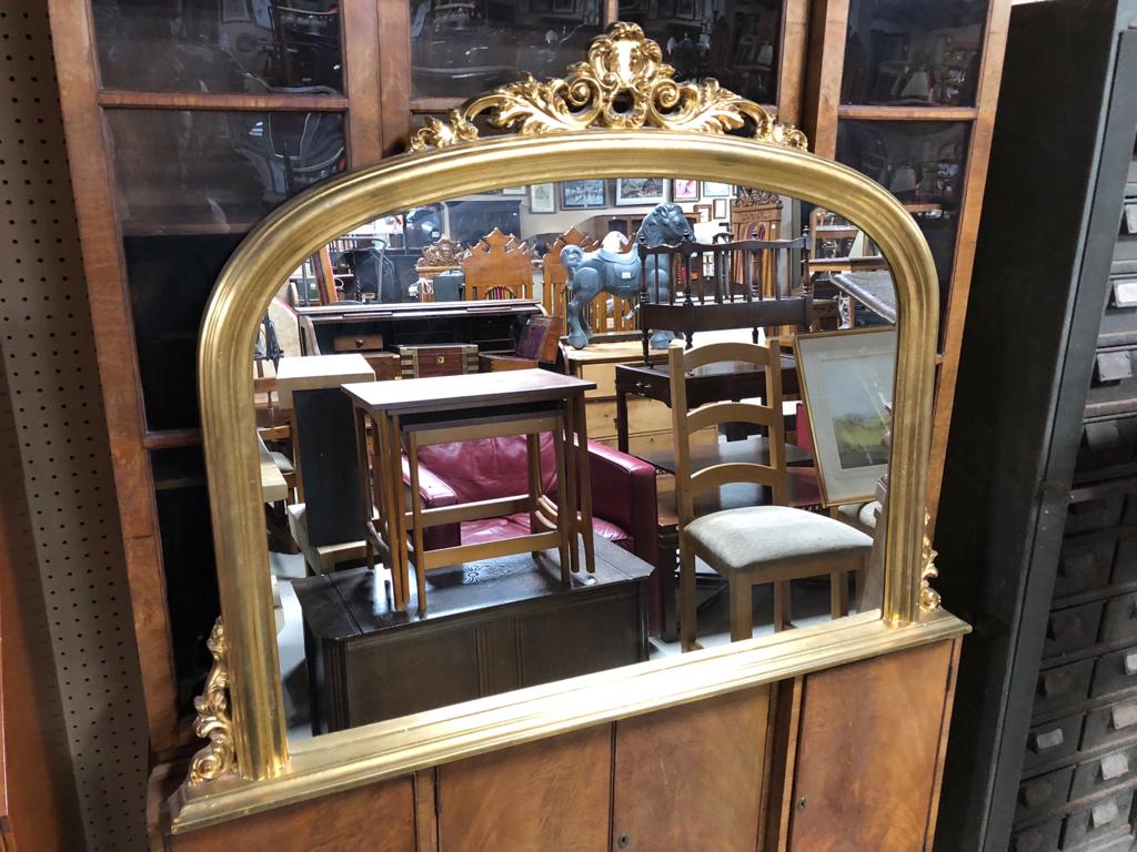 GILT FRAME OVER MANTLE MIRROR H X 90 D X 6 W X 119CM