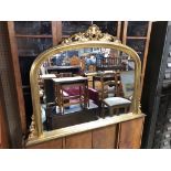 GILT FRAME OVER MANTLE MIRROR H X 90 D X 6 W X 119CM