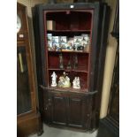 OLD OAK CORNER DISPLAY CUPBOARD