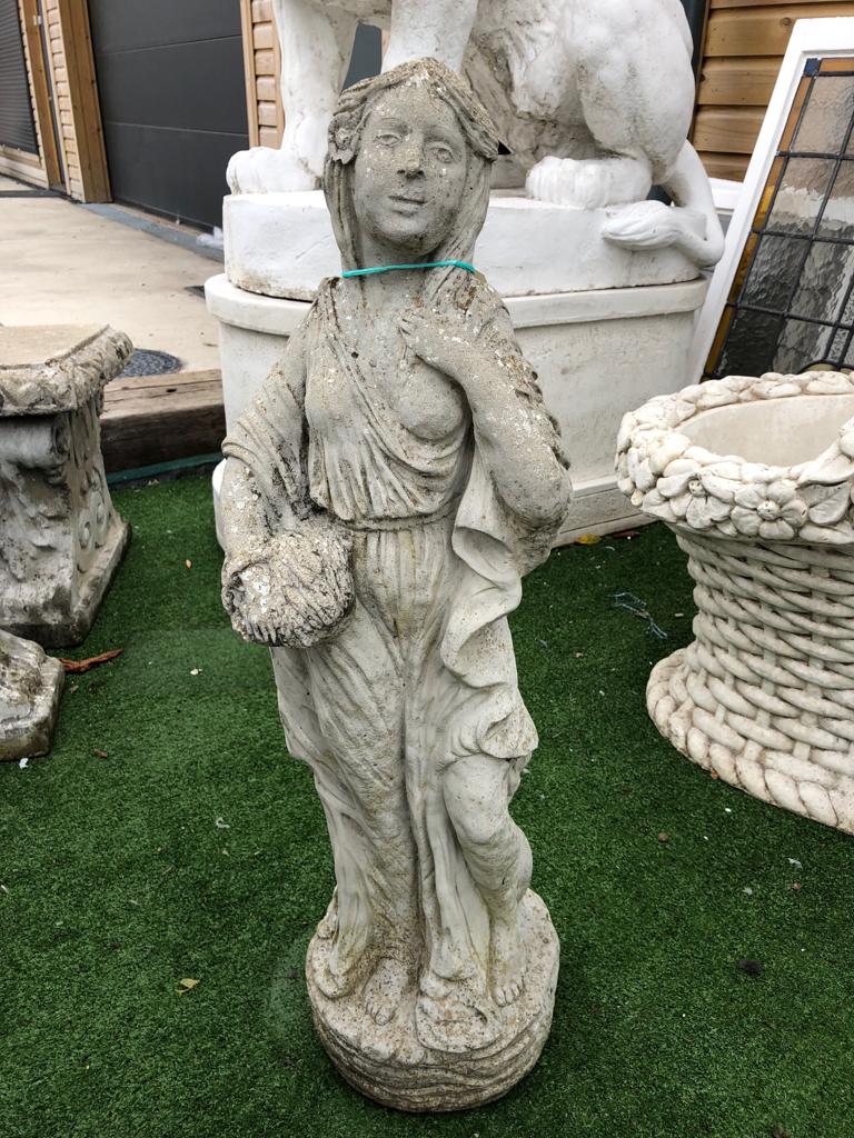 STATUE OF LADY WITH BASKET