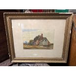 WATERCOLOUR OF THATCHED COTTAGE IN GESSOP FRAME