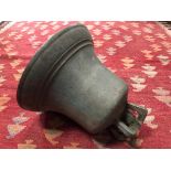 LARGE ANTIQUE CHURCH CHAPEL BELL CAST IRON METAL WITH ORIGINAL CLAPPER VERY GOOD H X 30 D X 30 W X