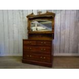 MAHOGANY DRESSER WITH BEVELLED MIRROR AND FIVE DRAWERS