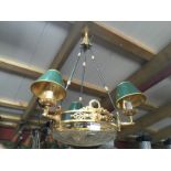 GUILT BRONZE GOLD PENDANT LIGHT WITH CUT GLASS INSERT