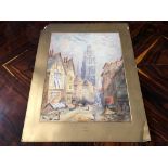 LARGE FRENCH WATER COLOURS OF TOWN SCENES OF ROUEN AND RENNES BY A.T BLANFORD WILL NEED FRAMING H