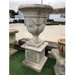 LARGE URN ON PLINTH H X 115CM