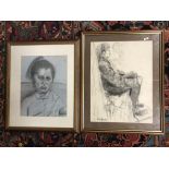 TWO 20TH CENTURY PASTEL PORTRAITS SEATED GIRL AND ORIENTAL WOMAN ONE SIGNED