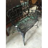 CAST IRON CARVED HEART BACK GARDEN BENCH