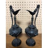 PAIR OF DECORATIVE METAL URNS