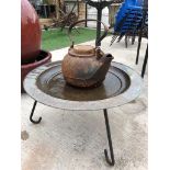 CAST IRON WATER KETTLE TOP INCLUDE BRADD DISH