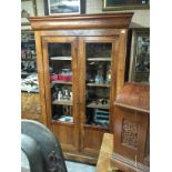 WALNUT GLAZED CABINET / CUPBOARD