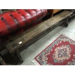 OLD CHURCH BENCH - MID 1800'S SOLID OAK REFECTORY STYLE