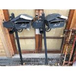 PAIR OF METAL PILLAR MAIL BOXES