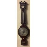 A LATE 19TH/EARLY 20TH CENTURY ROSEWOOD MERCURY WHEEL-BAROMETER