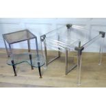 TWO 20TH CENTURY LUCITE AND CHROME RECTANGULAR OCCASIONAL TABLES Together with a chrome and glass