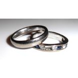 TWO VINTAGE 18CT WHITE GOLD RINGS To include a half eternity ring set with a row of round cut