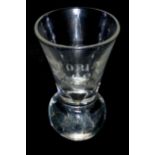 A 19TH CENTURY FIRING GLASS OF THISTLE Engraved 'Victoria 2329', Circa 189, this glass refers to the