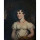 FOLLOWER OF SIR THOMAS LAWRENCE, P.R.A., BRISTOL, LONDON, A 18TH CENTURY HALF LENGTH OIL ON CANVAS