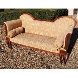 A 19TH CENTURY (POSSIBLY RUSSIAN) BIRCH AND GILT BRONZE MOUNTED UPHOLSTERED SETTEE The shaped back