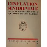 'ORLA'S L'INFLATION SENTIMENTALE LA RENAISSANCE DU LIVRE', LABORDE, AQUATINTS, 1923. Condition: