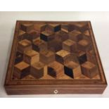 A 19TH CENTURY TUNBRIDGE WARE WRITING SLOPE The top parquetry panel inlaid with specimen words