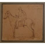 THREE 19TH CENTURY DRAWINGS To include head portrait of a man wearing a headdress, man on
