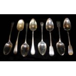 A COLLECTION OF GEORGIAN AND LATER SILVER SERVING SPOONS Including Thomas & William Chawner,