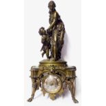 AFTER PIERRE-EUGENE-EMILE HEBERT, 1829 - 1893, A 19TH CENTURY BRONZE CLOCK With figural surmount