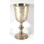 A WILLIAM IV SILVER GOBLET With silver gilt interior over a shaped column, raised on a stepped base,
