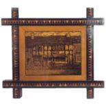 A 19TH CENTURY TUNBRIDGE WARE PICTURE Bearing a fine micromosaic picture of Anne Hathaway's cottage,