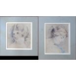 TWO 18TH CENTURY PASTEL AND CHALK CLASSICAL PORTRAIT DRAWINGS. (sheet 25cm x 33cm/sheet 26cm x