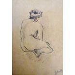 THREE MID 20TH CENTURY NUDE PENCIL DRAWING Indistinctly signed and dated. (24cm x 15cm)