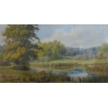 WILLIAM J. FERGUSON, 1849 - 1886, WATERCOLOUR Landscape, titled 'Avington Park near Winchester',
