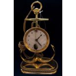 AN UNUSUAL LATE 19TH/EARLY 20TH CENTURY GILT BRASS DESK CLOCK Cast as a ship's anchor with