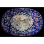 CANTON, A 19TH CENTURY ENAMEL OVAL TRAY The central cartouche hand painted with a travelling