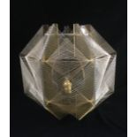 A 20TH CENTURY HEXAGONAL CEILING LIGHT With geometric line work decoration. (h 30cm)